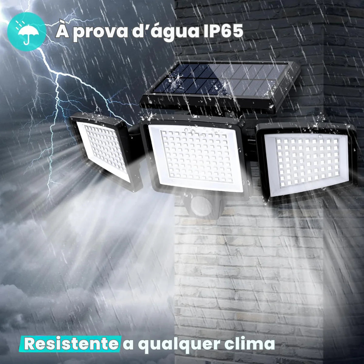 Refletor Solar 2500 lm 3 Cabeças c/ Sensor e Controle