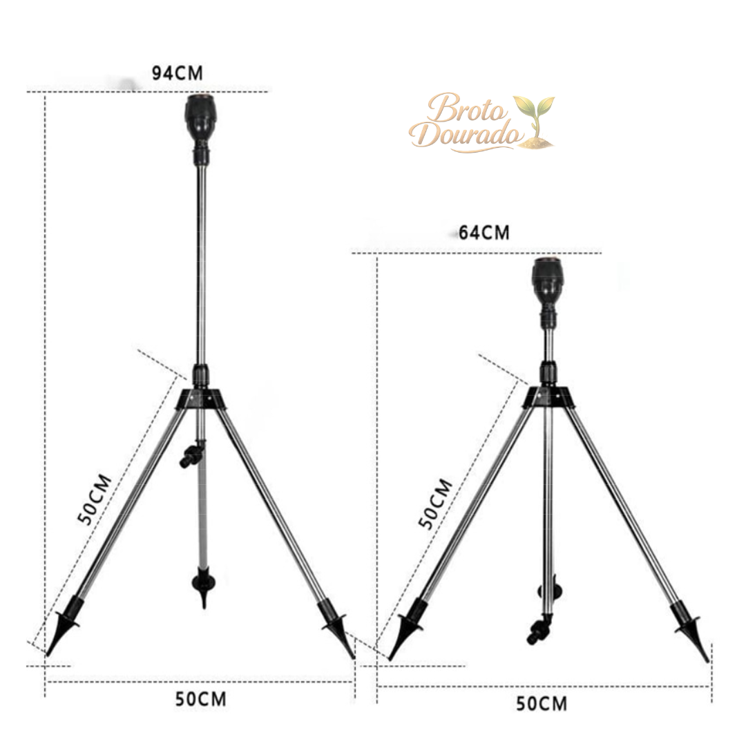 Tripé para Irrigação 360º Automático: Máxima Economia e Alta Pressão + BRINDE HOJE (Mangueira Profissional de 15M)